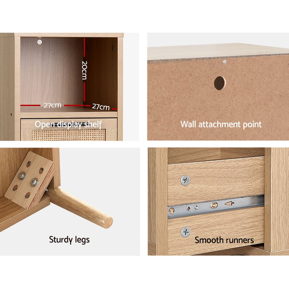 Artiss 3 Chest of Drawers Rattan Furniture Cabinet Storage Side End Table Shelf-Furniture > Living Room - Peroz Australia - Image - 8