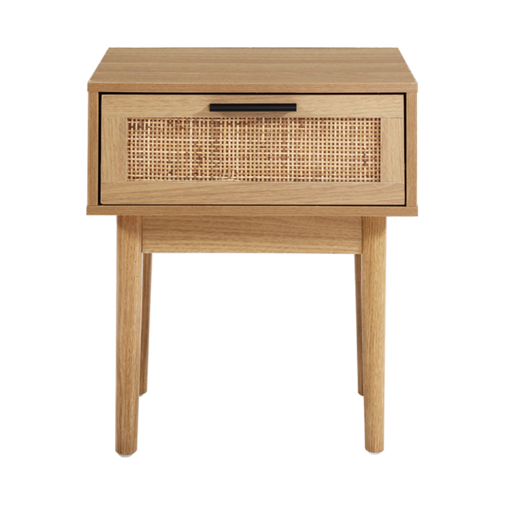 Artiss Bedside Tables Table 1 Drawer Storage Cabinet Rattan Wood Nightstand-Bedside Tables - Peroz Australia - Image - 4