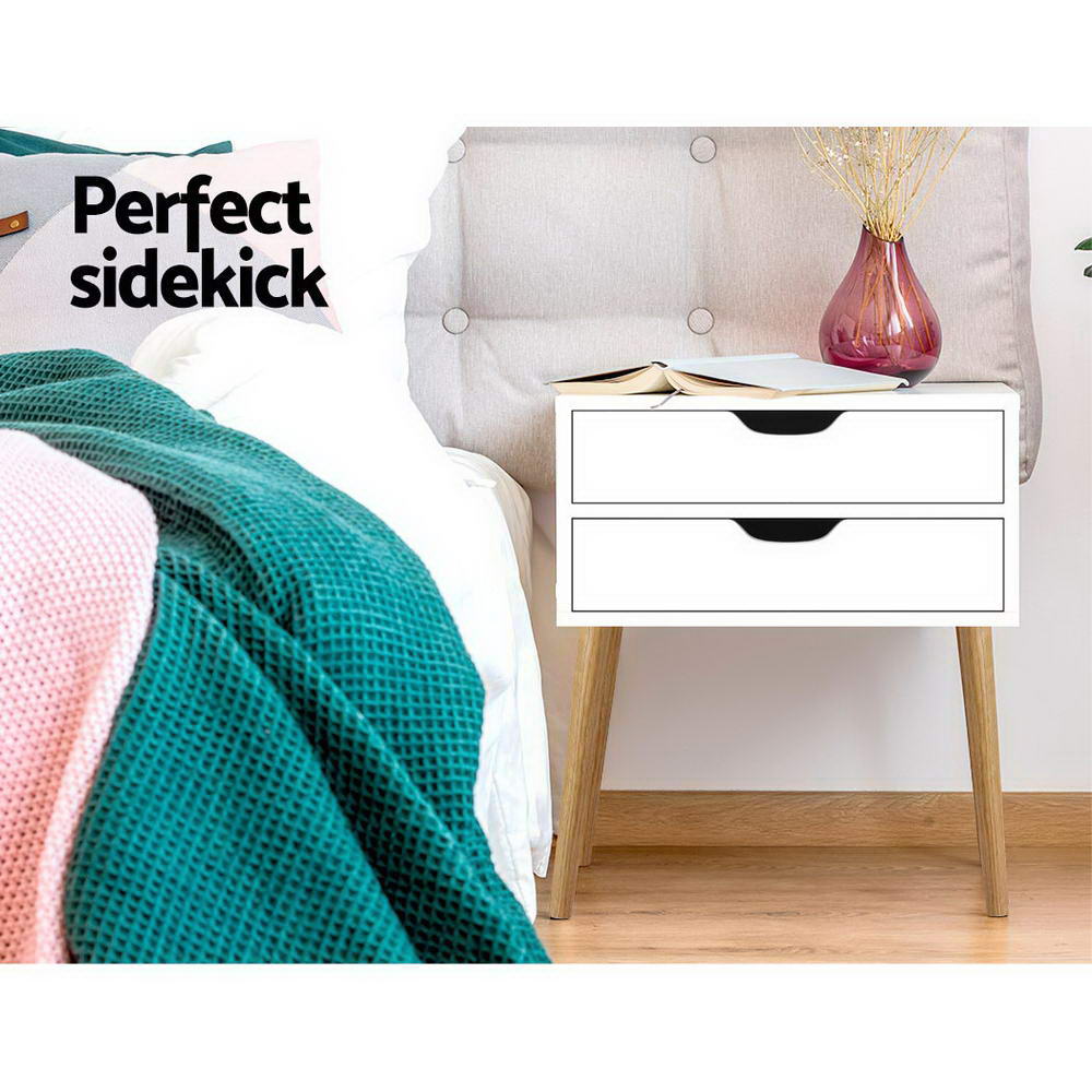 Artiss Bedside Tables Drawers Side Table Nightstand Wood Storage Cabinet White-Bedside Tables - Peroz Australia - Image - 6