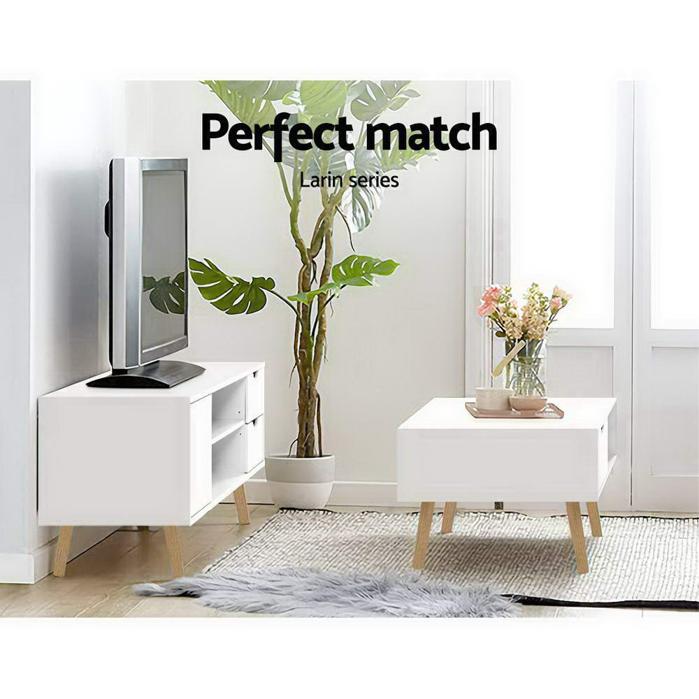 Artiss Coffee Table Storage Drawer Open Shelf Wooden Legs Scandinavian White-Furniture > Living Room - Peroz Australia - Image - 5