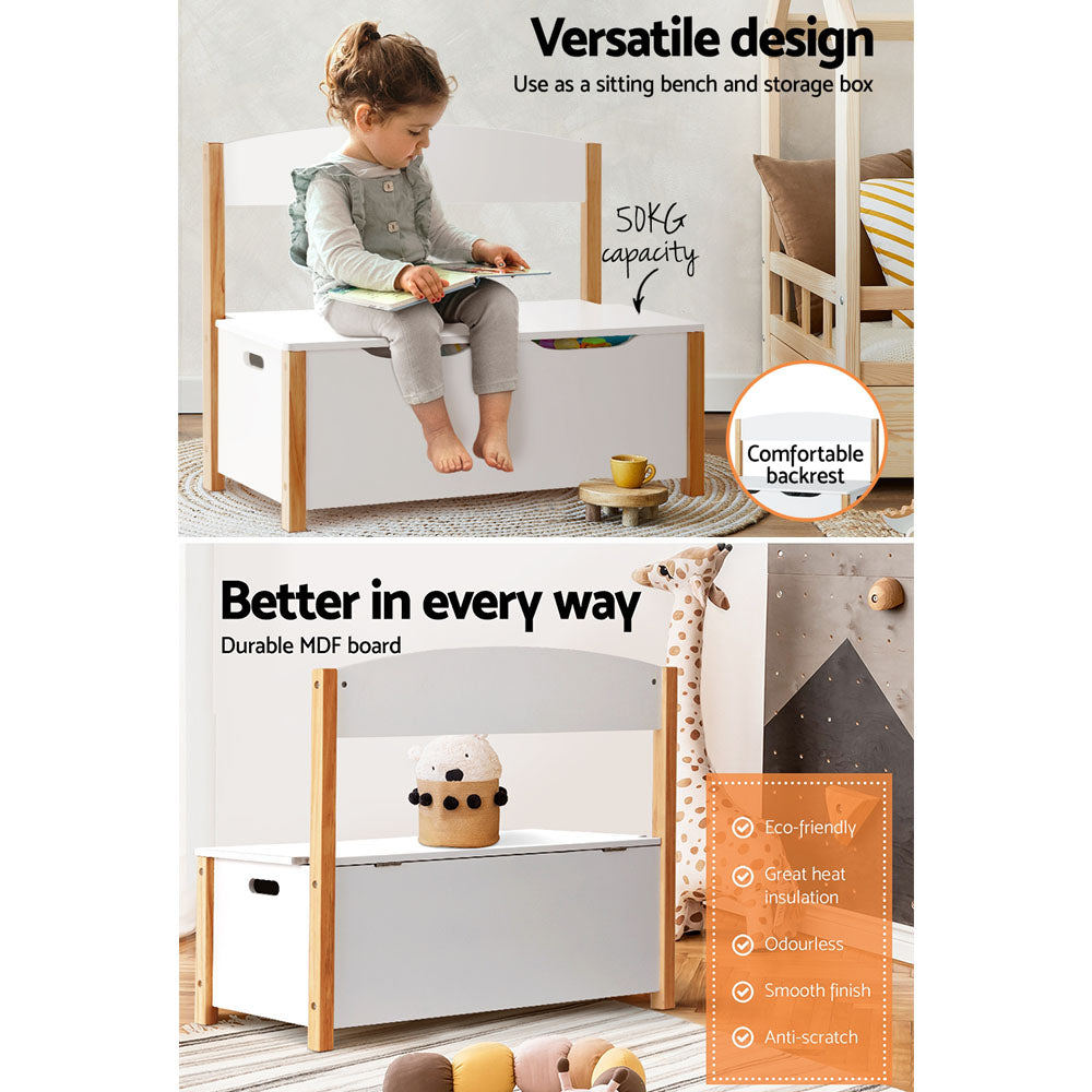 Keezi Kids Toy Box Chest Storage Blanket Children Room Organiser Seating Bench-Baby & Kids > Kid&