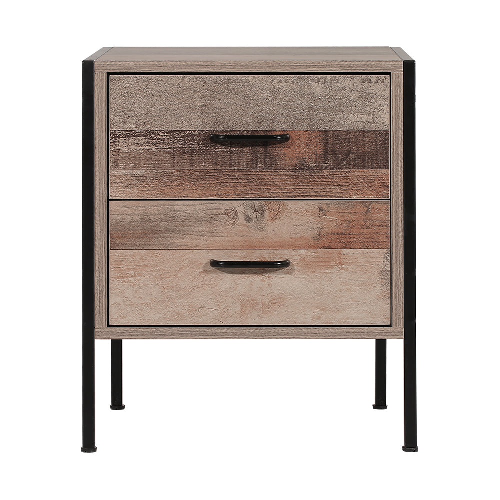 Artiss Bedside Table Drawers Nightstand Metal Oak-Furniture > Bedroom - Peroz Australia - Image - 4