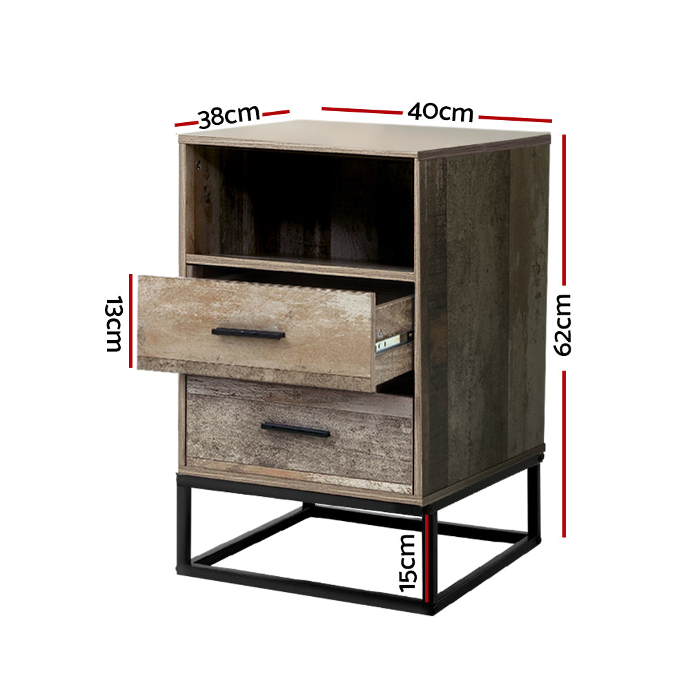 Artiss Bedside Tables Drawers Side Table Nightstand Storage Cabinet Unit Wood-Furniture > Bedroom - Peroz Australia - Image - 3