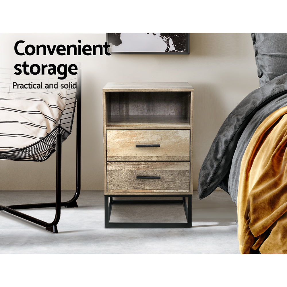 Artiss Bedside Tables Drawers Side Table Nightstand Storage Cabinet Unit Wood-Furniture > Bedroom - Peroz Australia - Image - 6