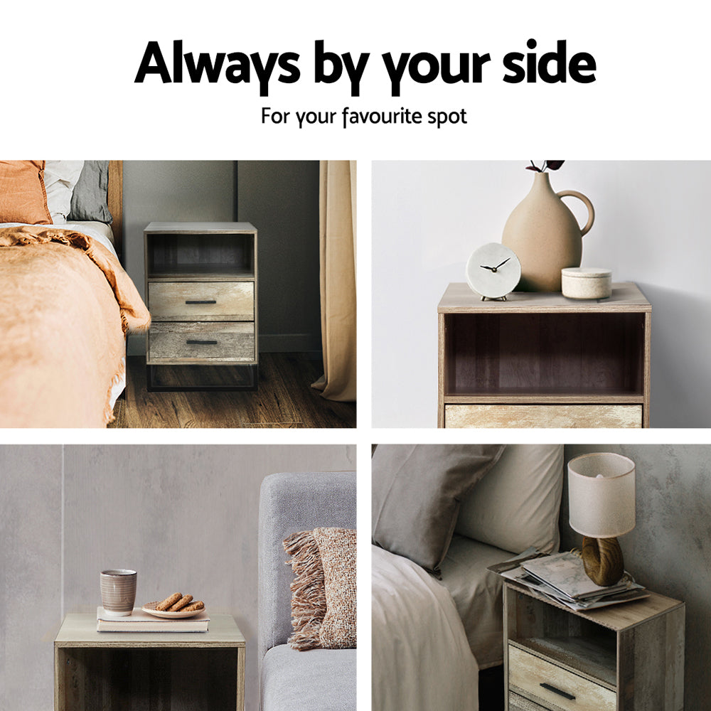 Artiss Bedside Tables Drawers Side Table Nightstand Storage Cabinet Unit Wood-Furniture > Bedroom - Peroz Australia - Image - 7