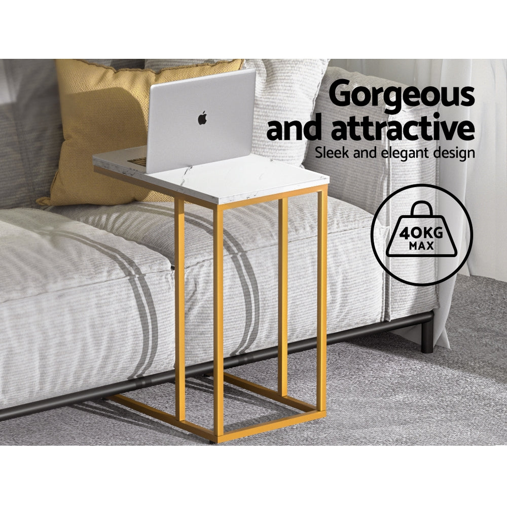 Artiss Coffee Table Side Table Laptop Desk Bedside Sofa Wooden Table Marbel-Bedside Tables - Peroz Australia - Image - 6