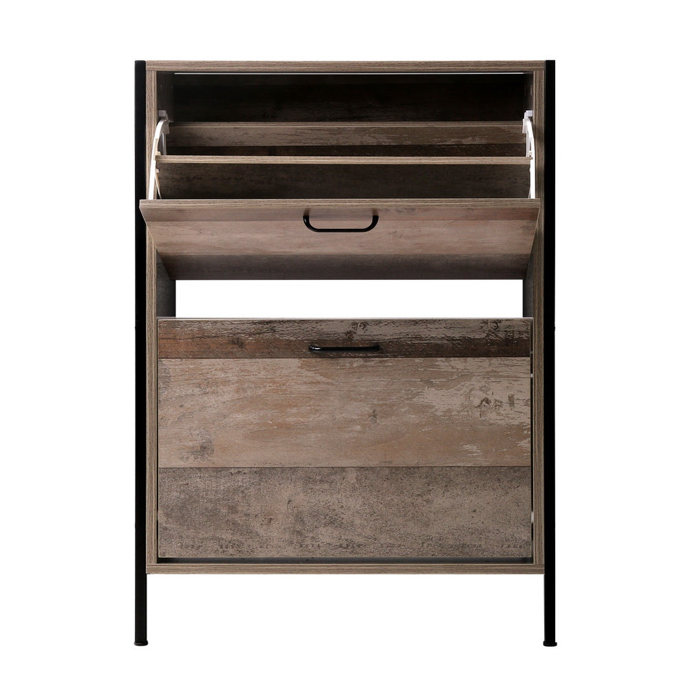 Artiss 12 Pair Wooden Vintage Shoe Rack Storage Cabinet - Wood-Furniture > Living Room - Peroz Australia - Image - 4