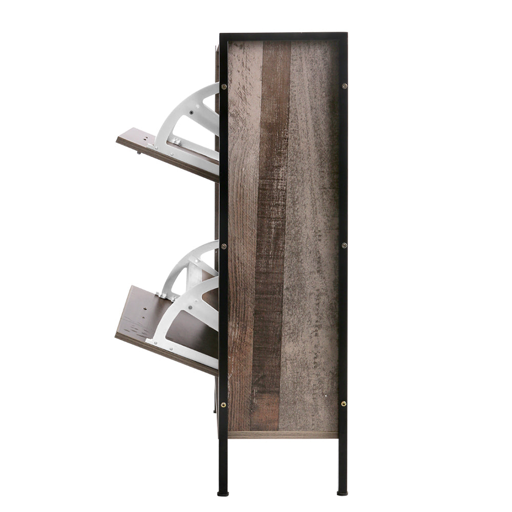 Artiss 12 Pair Wooden Vintage Shoe Rack Storage Cabinet - Wood-Furniture > Living Room - Peroz Australia - Image - 5