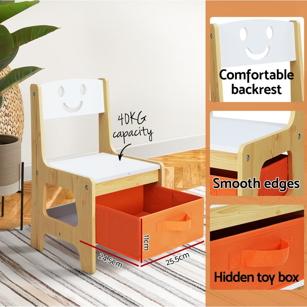 Keezi 3PCS Kids Table and Chairs Set Activity Chalkboard Toys Storage Box Desk-Baby & Kids > Kid&