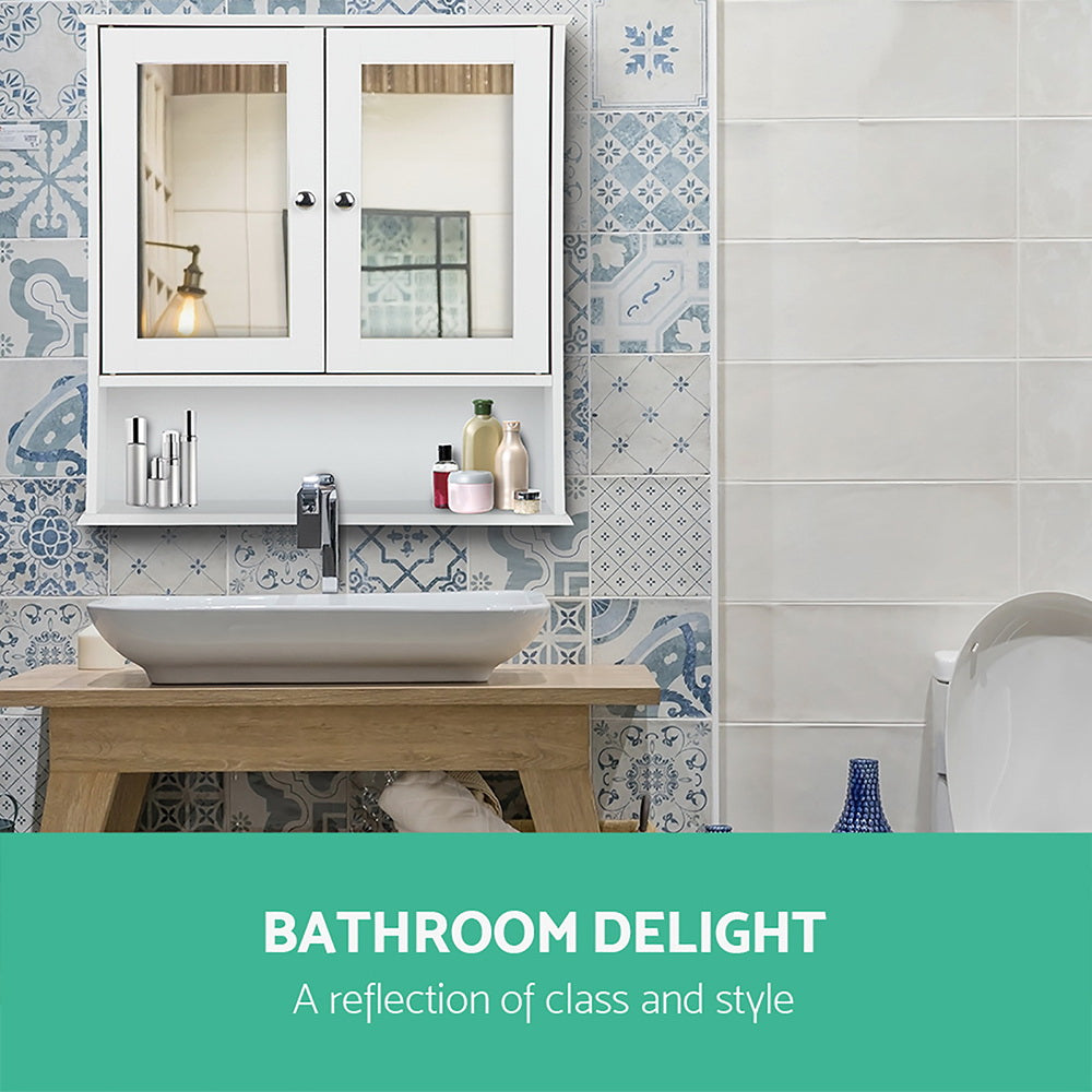 Artiss Bathroom Tallboy Storage Cabinet with Mirror - White-Furniture &gt; Bathroom - Peroz Australia - Image - 3