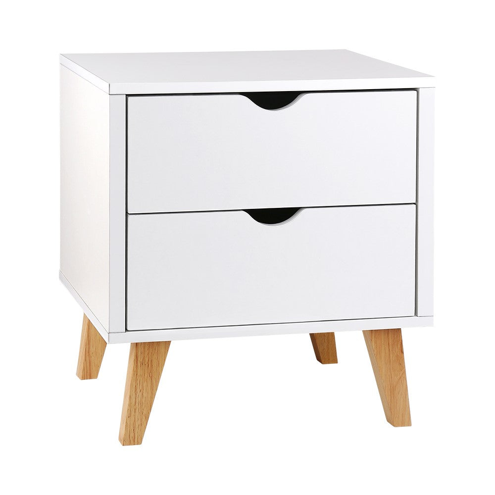 Artiss 2 Drawer Wooden Bedside Tables - White-Furniture > Bedroom - Peroz Australia - Image - 2