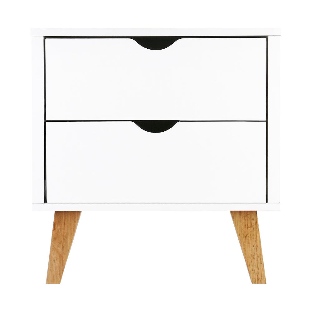 Artiss 2 Drawer Wooden Bedside Tables - White-Furniture > Bedroom - Peroz Australia - Image - 4