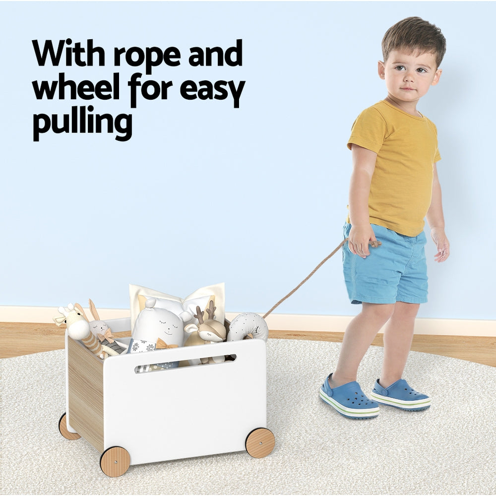 Keezi Kids Toy Box Container Children Chest Storage Clothes Organiser Wheels-Home & Garden > Storage-PEROZ Accessories