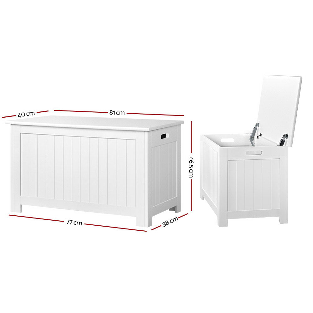 Keezi Kids Wooden Toy Chest Storage Blanket Box White Children Room Organiser-Baby & Kids > Kid&