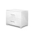 Artiss High Gloss Two Drawers Bedside Table - White-Furniture > Bedroom - Peroz Australia - Image - 1