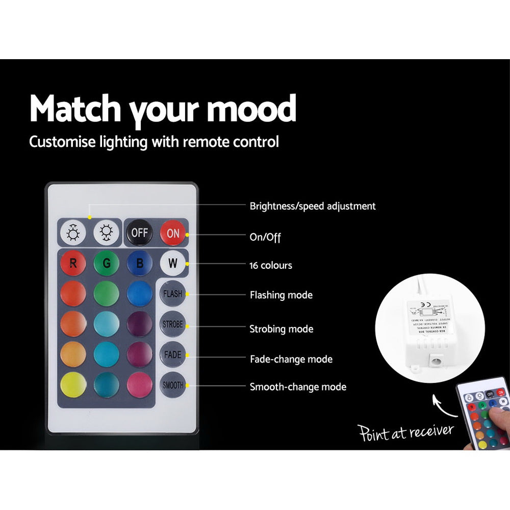 Artiss Bedside Tables 2 Drawers Side Table RGB LED High Gloss Nightstand White-Furniture > Bedroom - Peroz Australia - Image - 8