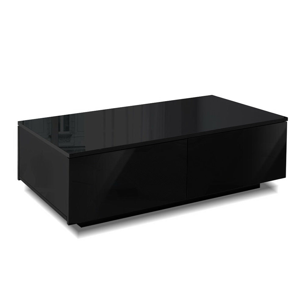 Artiss Modern Coffee Table 4 Storage Drawers High Gloss Living Room Furniture Black-Furniture > Living Room - Peroz Australia - Image - 1