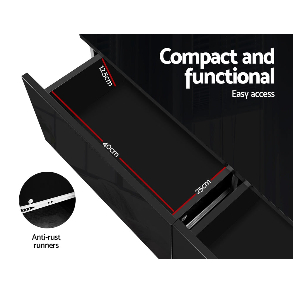 Artiss Modern Coffee Table 4 Storage Drawers High Gloss Living Room Furniture Black-Furniture > Living Room - Peroz Australia - Image - 5