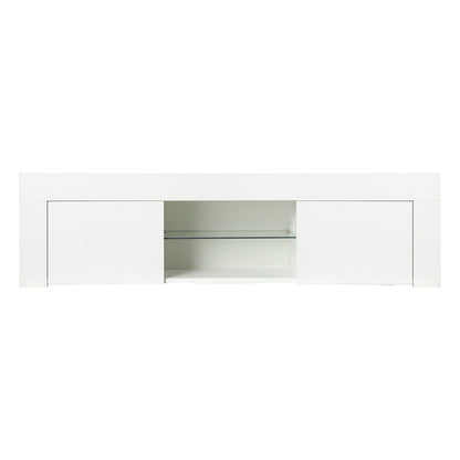 Artiss TV Cabinet Entertainment Unit Stand RGB LED Gloss Furniture 130cm White-Entertainment Units - Peroz Australia - Image - 3