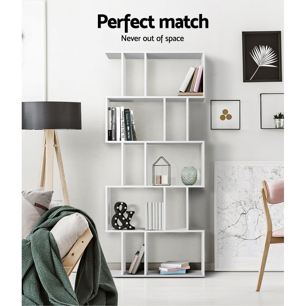 Artiss 5 Tier Bookshelf Display Shelf CD Cabinet Bookcase Stand Storage White-Bookcases & Shelves - Peroz Australia - Image - 5