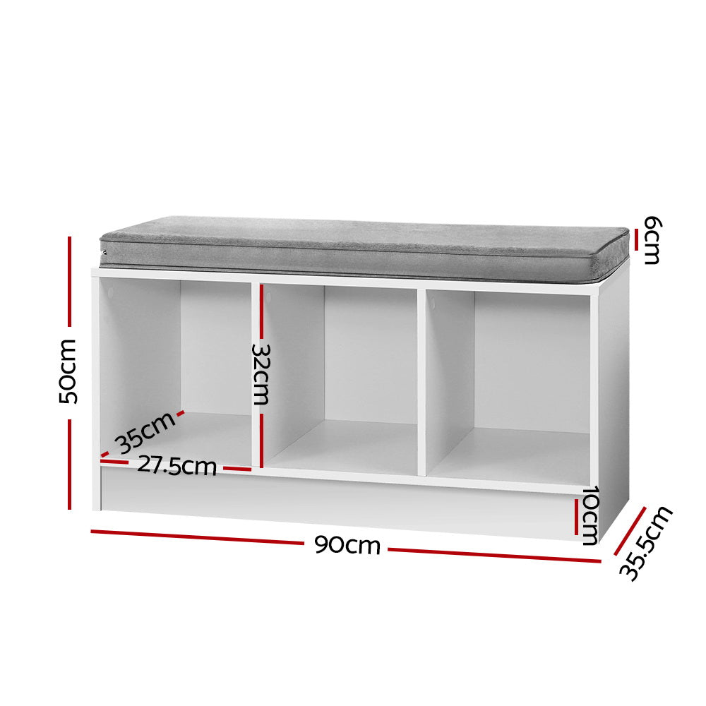 Artiss Shoe Cabinet Bench Shoes Organiser Storage Rack Shelf White Box Seat-Furniture > Living Room - Peroz Australia - Image - 3