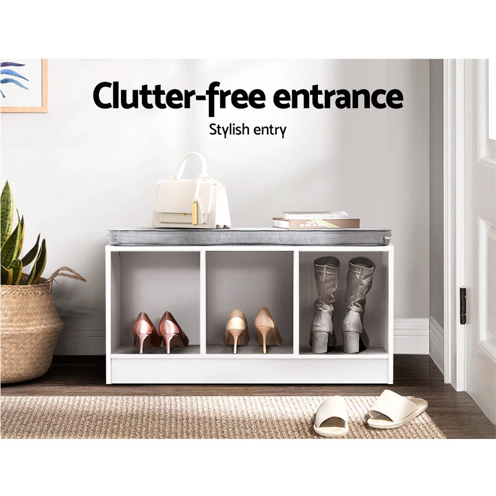 Artiss Shoe Cabinet Bench Shoes Organiser Storage Rack Shelf White Box Seat-Furniture > Living Room - Peroz Australia - Image - 6