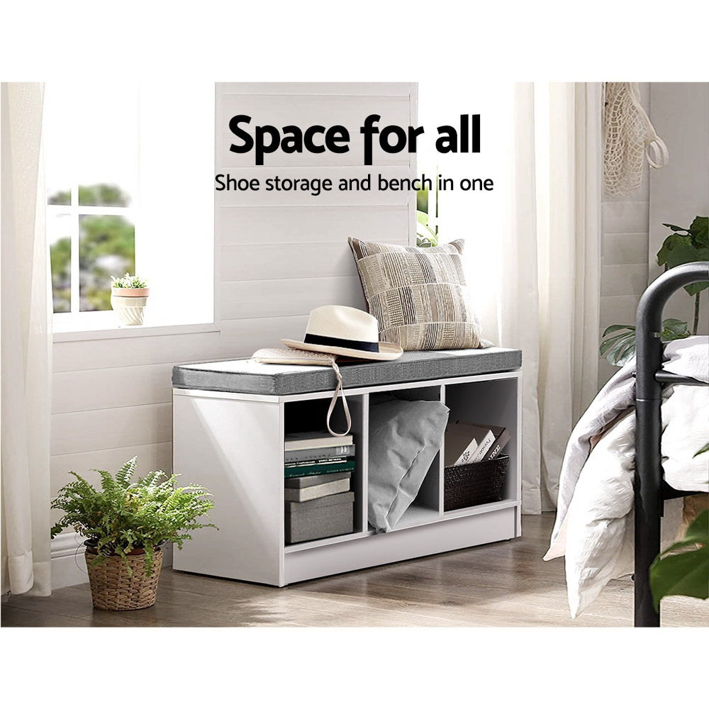 Artiss Shoe Cabinet Bench Shoes Organiser Storage Rack Shelf White Box Seat-Furniture > Living Room - Peroz Australia - Image - 7