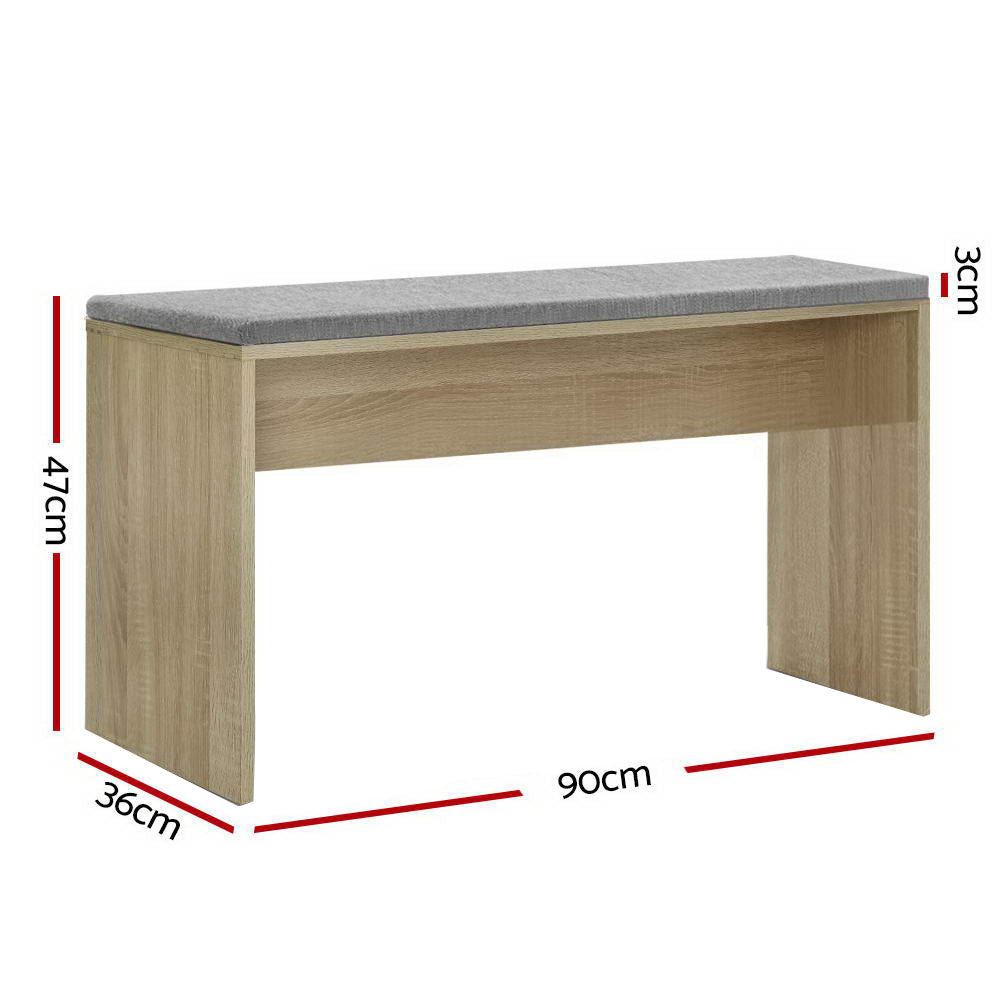 Artiss Dining Bench NATU Upholstery Seat Stool Chair Cushion Kitchen Furniture Oak 90cm-Furniture > Dining - Peroz Australia - Image - 3