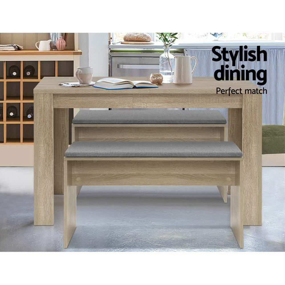 Artiss Dining Bench NATU Upholstery Seat Stool Chair Cushion Kitchen Furniture Oak 90cm-Furniture > Dining - Peroz Australia - Image - 7