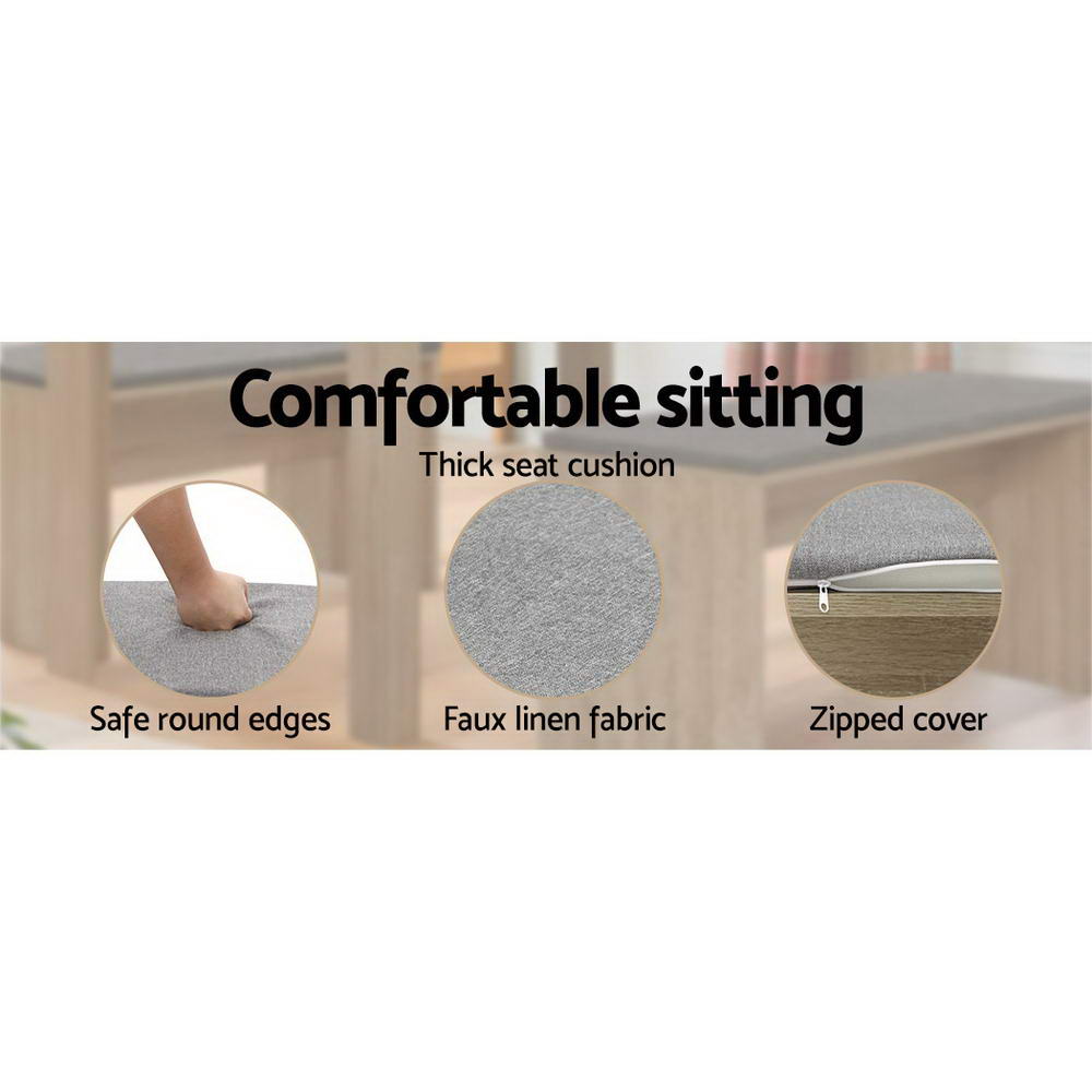 Artiss Dining Bench NATU Upholstery Seat Stool Chair Cushion Kitchen Furniture Oak 90cm-Furniture > Dining - Peroz Australia - Image - 8