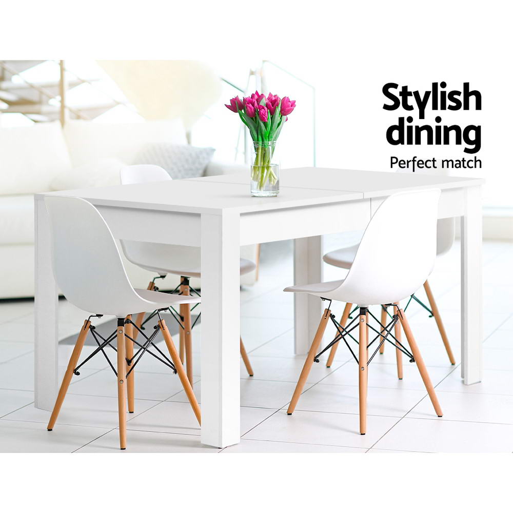 Artiss Dining Table 4 Seater Wooden Kitchen Tables White 120cm Cafe Restaurant-Furniture > Dining - Peroz Australia - Image - 3