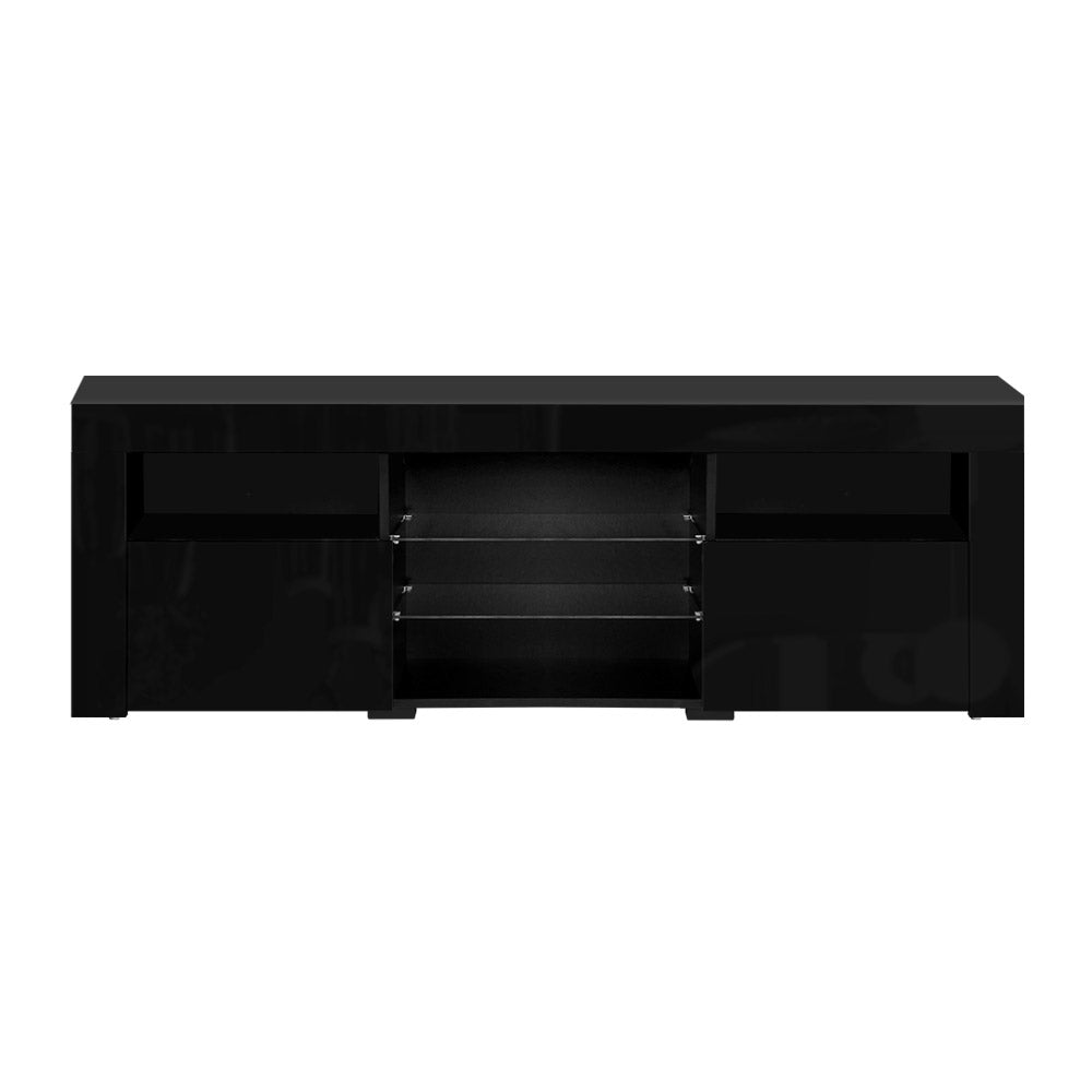 Artiss TV Cabinet Entertainment Unit Stand RGB LED Gloss Furniture 160cm Black-Entertainment Units - Peroz Australia - Image - 4