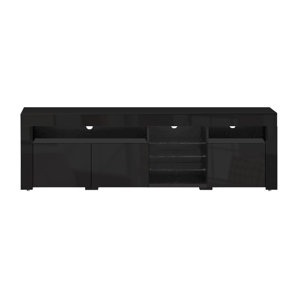 Artiss TV Cabinet Entertainment Unit Stand RGB LED Gloss 3 Doors 180cm Black-Entertainment Units - Peroz Australia - Image - 3