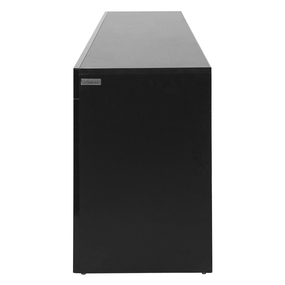 Artiss TV Cabinet Entertainment Unit Stand RGB LED Gloss 3 Doors 180cm Black-Entertainment Units - Peroz Australia - Image - 4