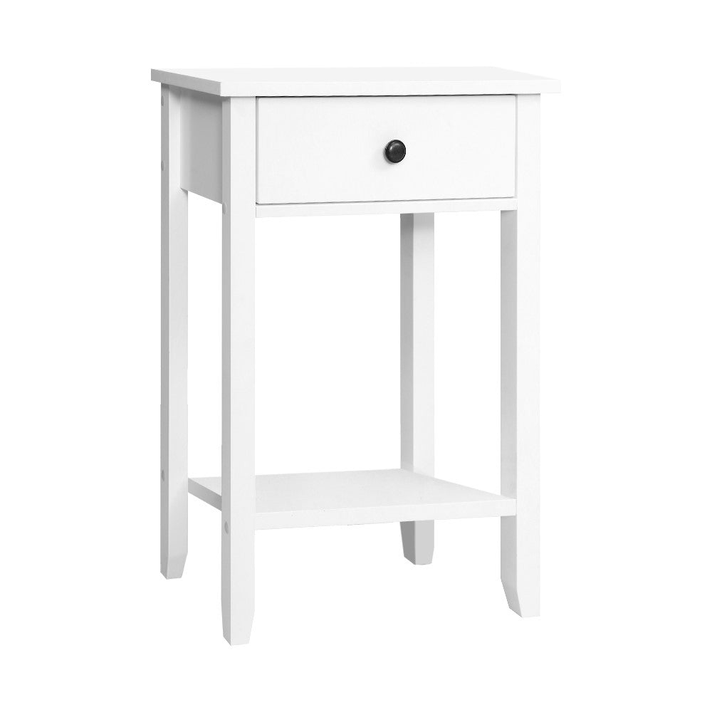 Bedside Tables Drawer Side Table Nightstand White Storage Cabinet White Shelf-Bedside Tables-PEROZ Accessories