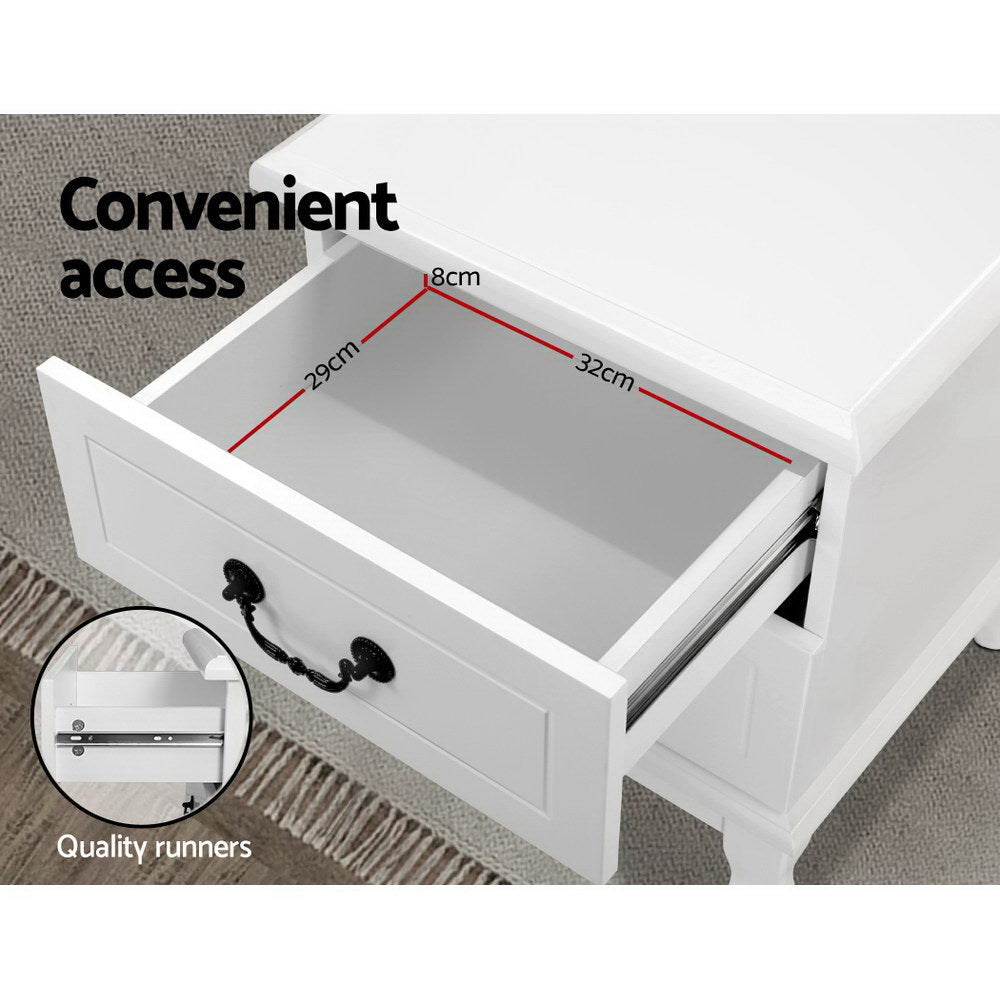 Artiss KUBI Bedside Tables 2 Drawers Side Table French Nightstand Storage Cabinet-Furniture > Bedroom - Peroz Australia - Image - 7