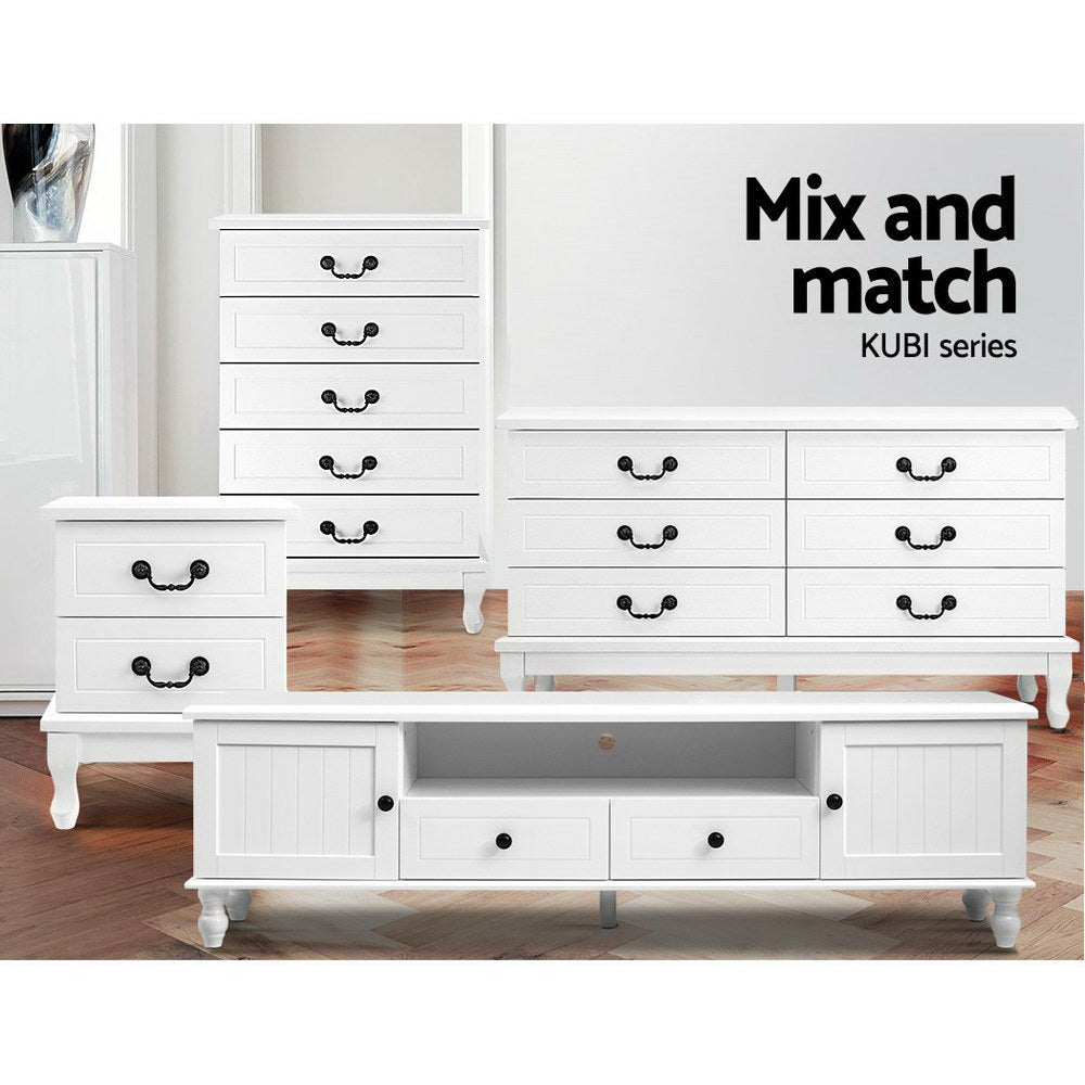 Artiss KUBI Bedside Tables 2 Drawers Side Table French Nightstand Storage Cabinet-Furniture > Bedroom - Peroz Australia - Image - 8