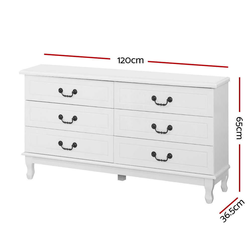 Artiss Chest of Drawers Dresser Table Lowboy Storage Cabinet White KUBI Bedroom-Furniture > Bedroom - Peroz Australia - Image - 4