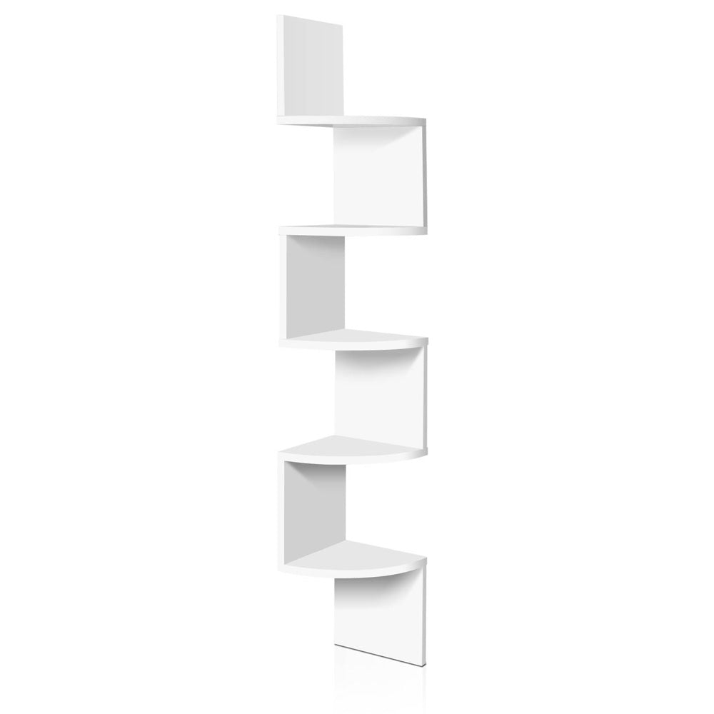 Artiss 5 Tier Corner Wall Shelf - White-Furniture > Living Room - Peroz Australia - Image - 2