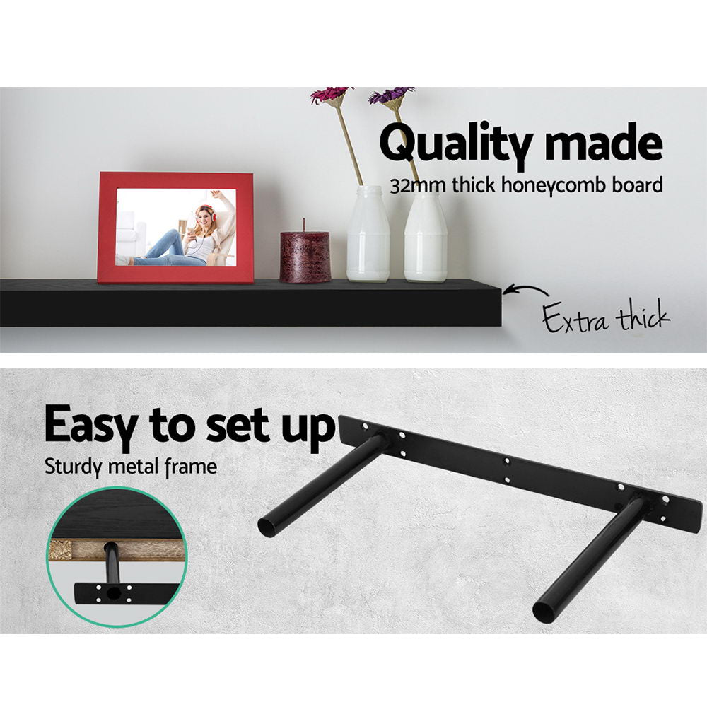 Artiss 3 Piece Floating Wall Shelves - Black-Home & Garden > Storage - Peroz Australia - Image - 4