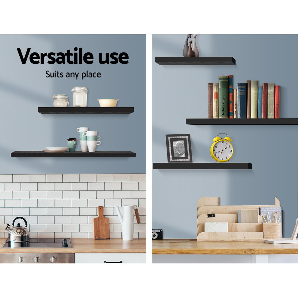 Artiss 3 Piece Floating Wall Shelves - Black-Home & Garden > Storage - Peroz Australia - Image - 5