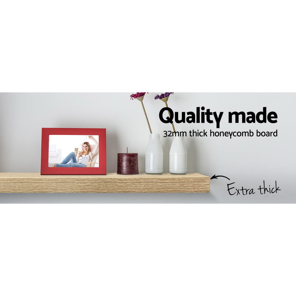 Artiss 3pcs Wall Floating Shelf Set DIY Mount Storage Book Display Rack Oak-Furniture > Office - Peroz Australia - Image - 4