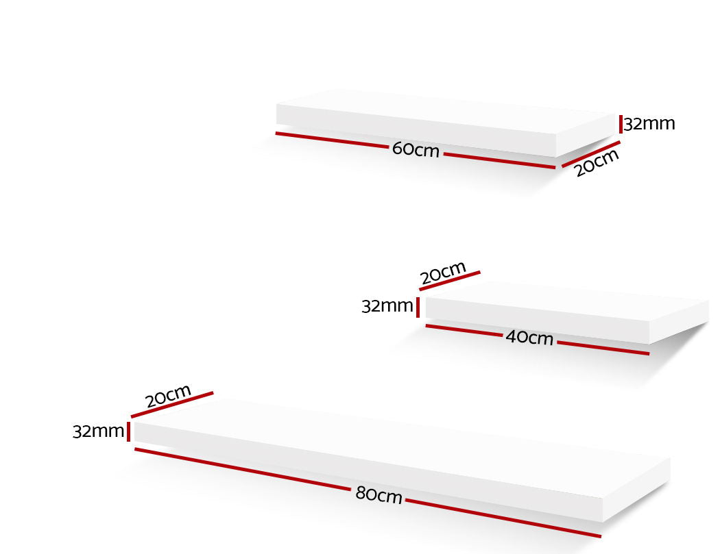 Artiss 3 Piece Floating Wall Shelves - White-Home & Garden > Storage - Peroz Australia - Image - 3