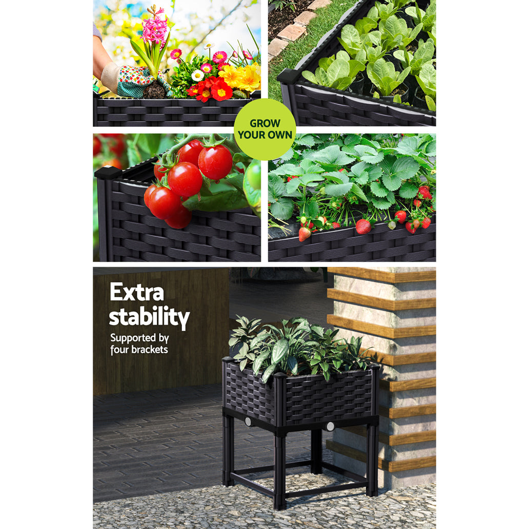 Greenfingers Garden Bed PP Raised Planter Flower Vegetable Outdoor 40x40x23cm-Home & Garden > Garden Beds-PEROZ Accessories