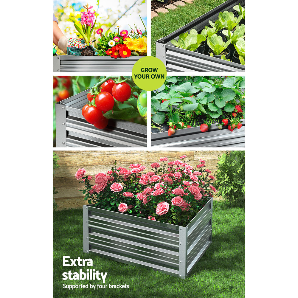 Greenfingers Garden Bed Galvanised Steel Raised Planter Vegetable 86x86x30cm-Home & Garden > Garden Beds-PEROZ Accessories
