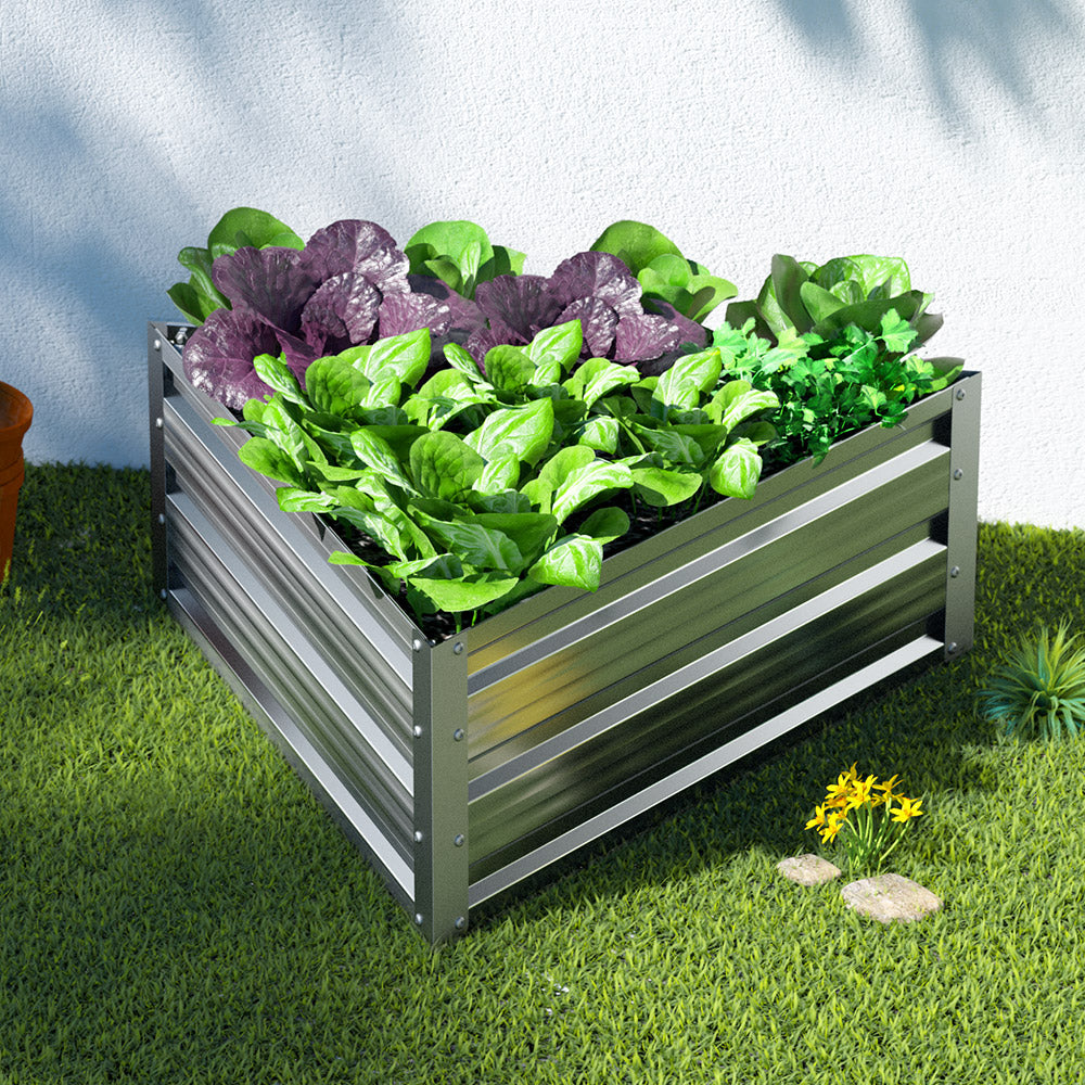 Greenfingers Garden Bed Galvanised Steel Raised Planter Vegetable 86x86x30cm-Home & Garden > Garden Beds-PEROZ Accessories