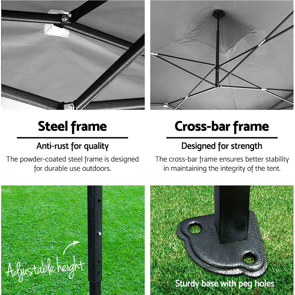 Instahut Gazebo Pop Up Marquee 3x3m Folding Wedding Tent Gazebos Shade Blue-Home & Garden > Shading-PEROZ Accessories