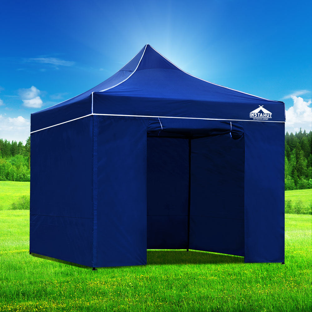 Instahut Gazebo Pop Up Marquee 3x3m Folding Wedding Tent Gazebos Shade Blue-Home & Garden > Shading-PEROZ Accessories