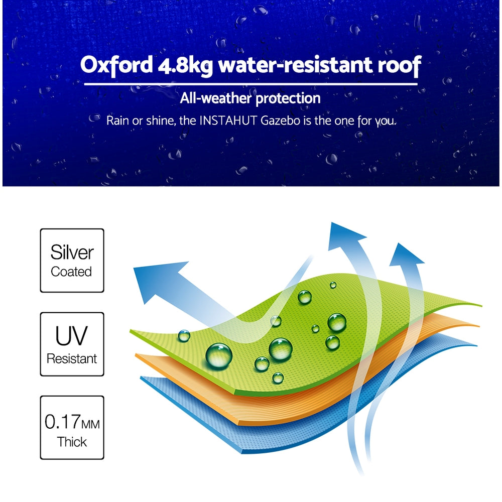 Instahut Gazebo Pop Up Marquee 3x4.5m Folding Wedding Tent Gazebos Shade Blue-Home & Garden > Shading-PEROZ Accessories