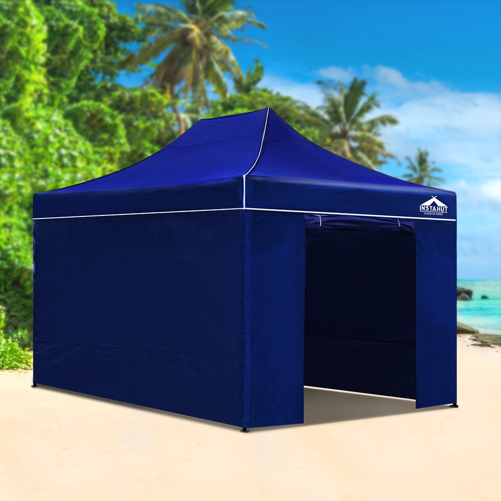 Instahut Gazebo Pop Up Marquee 3x4.5m Folding Wedding Tent Gazebos Shade Blue-Home & Garden > Shading-PEROZ Accessories